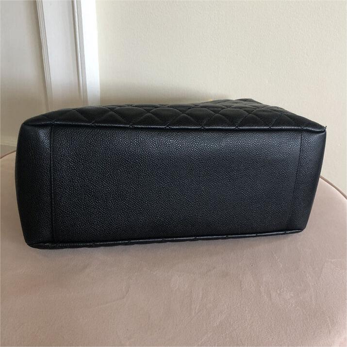 Chanel CC BlackGold Caviar Quilted Grand Shopping Tote